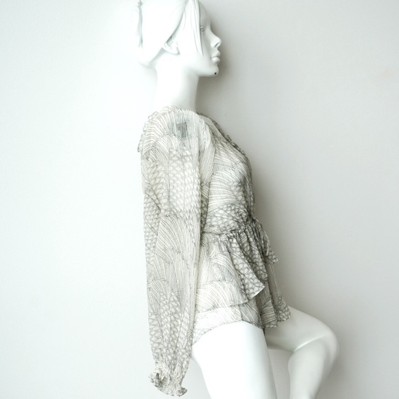 REBECCA TAYLOR Gold Threaded Chiffon Blouse with camisole, Size 0 X-Small - Picture 4 of 8